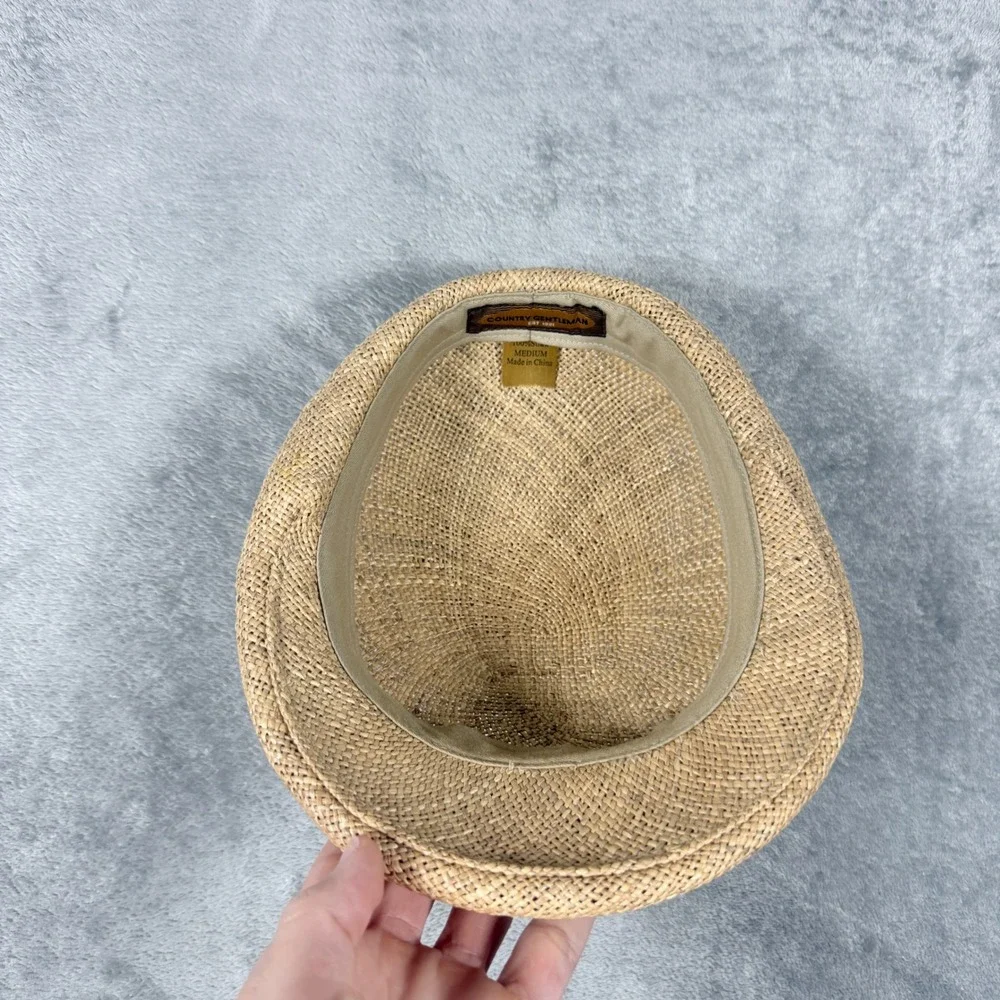 Country Gentleman Mens Medium Straw Flat Cap Tan Woven Driver Hat